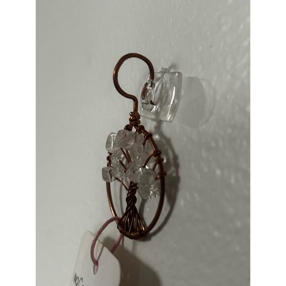 Handmade Copper and Serpentine Crystal Tree of life 3.5x2” Wall Decor - Picture 4 of 5